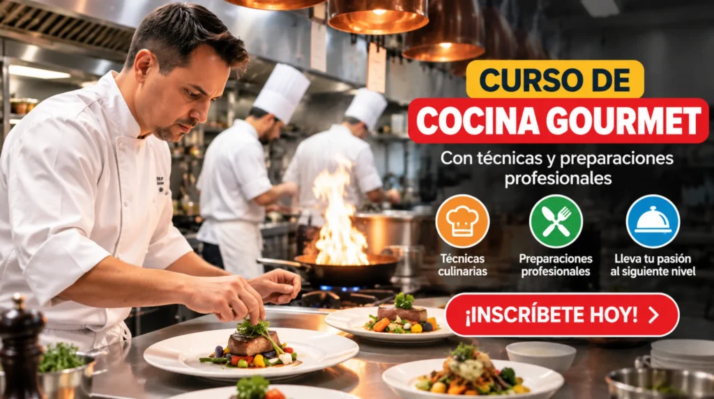curso de cocina gourmet con técnicas y preparaciones profesionales ¡Empieza hoy!
